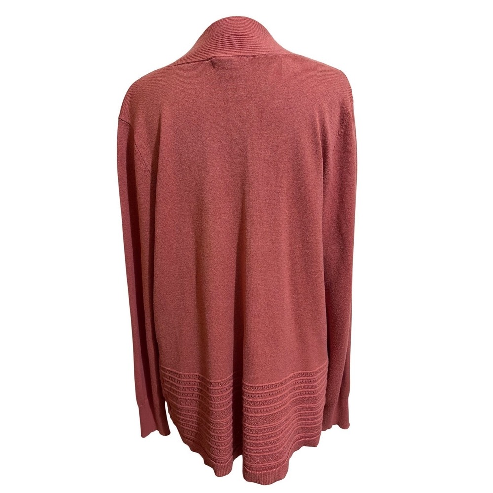 Lety & Me Dusty Rose Open Front Knit M Layering Cardigan Textured Hem Drape - Picture 5 of 5